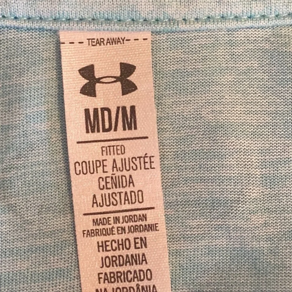 Under Armour light blue, lightweight, fitted quarter zip pullover. Women’s MED